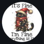 Adesivo Gato Negro Engraçado Está bem Estou bem Está tudo<br><div class="desc">Gato Negro Engraçado Está bem Estou bem Está Tudo Bem Xmas</div>