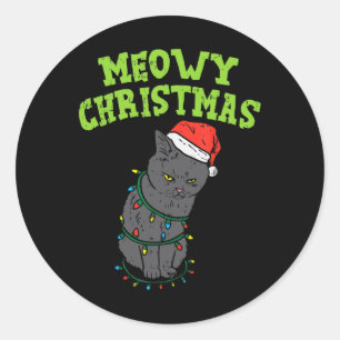 Adesivo Gato Negro Engraçado Feliz Natal Gato Homens Engra