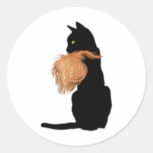 Adesivo Gato Negro Engraçado Lady Kamala Com Cabelo De Tru