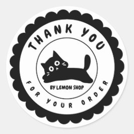 Adesivo Gato Negro Engraçado Obrigado Círculo Personalizar