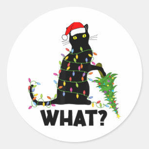 Adesivo Gato Negro Engraçado Puxando Árvore De Natal Por C