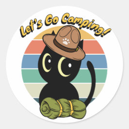 Adesivo Gato negro engraçado quer ir acampar