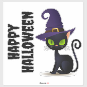Adesivo Gato Negro Feliz Halloween