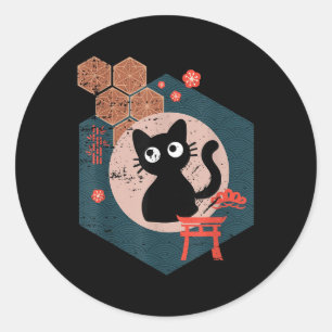 Adesivo Gato Negro Foge Animação de Gatinho Japonês Tóquio