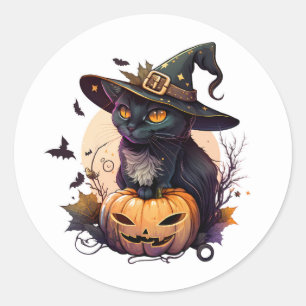 Adesivo Gato Negro Jack-O-Lanterna e Gatos