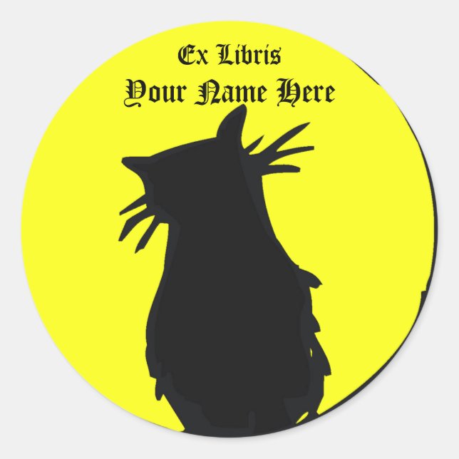 Adesivo Gato Negro no Vinheta da Placa de Lua (Frente)