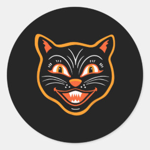 Adesivo Gato Negro Vintage Halloween