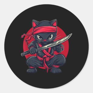 Adesivo Gato Ninja Samurai Japão Bandeira Japonesa Kawaii