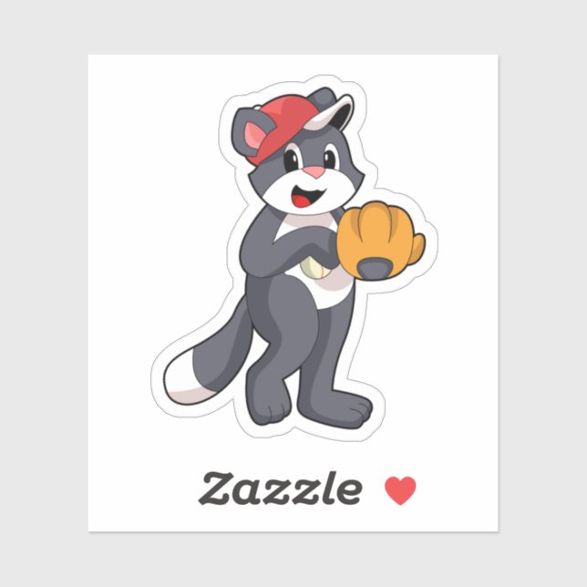 Adesivo Gato no Baseball com luva de beisebol.PNG (Folha)