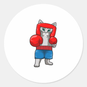 Adesivo Gato no Boxing com luvas in a box