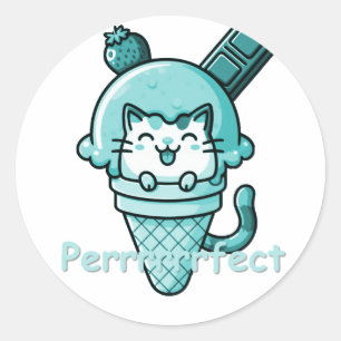 Adesivo Gato no Cone Perfect Teal