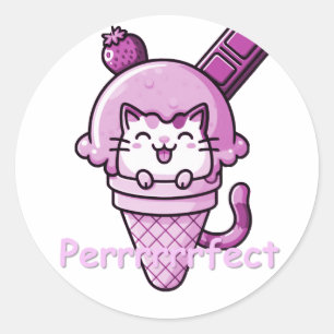 Adesivo Gato no Rosa Perfeito de Cone