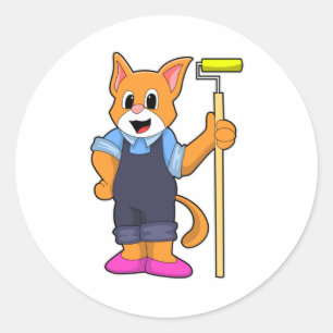 Adesivo Gato no Wallpapering com cilindro de pressão