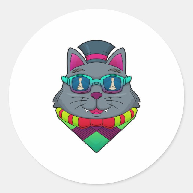 Adesivo Gato no Xadrez com Peão de Xadrez (Frente)