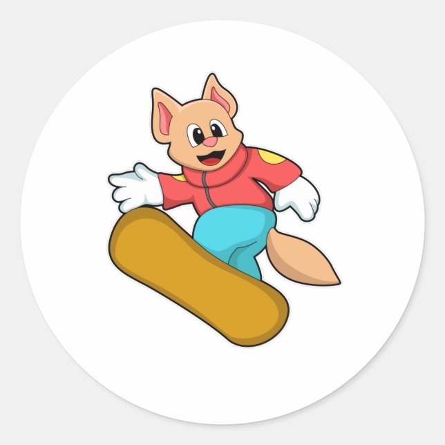 Adesivo Gato nos esportes de snowboard (Frente)