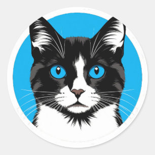 Adesivo Gato Olhos Azuis 🐱Animal Minimalista Moderno