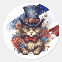 Adesivo Gato Patriótico Americano