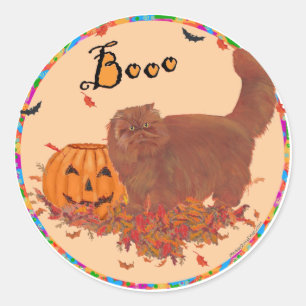 Adesivo Gato Persa Vermelho Halloween