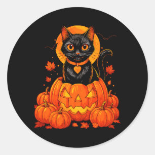 Adesivo Gato Preto Abóbora Lua Halloween Outono