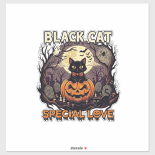 Adesivo Gato Preto Amor Especial Halloween Abóbora Lua Che