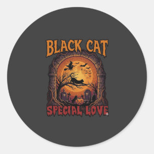 Adesivo Gato Preto Amor Especial Halloween Lua Bruxa Abóbo
