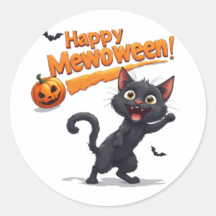 Adesivo Gato Preto Atrás da Abóbora Halloween 🎃
