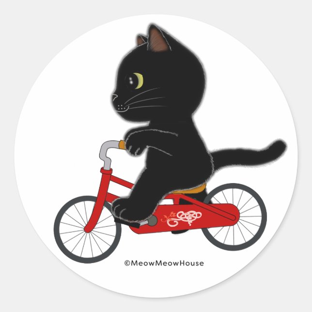 Adesivo Gato Preto Bicicleta (Frente)
