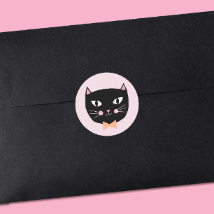 Adesivo Gato preto bonito com Arco de Aniversário do Dia