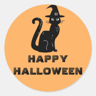 Adesivo Gato preto bonito em crianças de Halloween