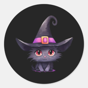 Adesivo Gato preto bonito Vestindo o Dia das Bruxas