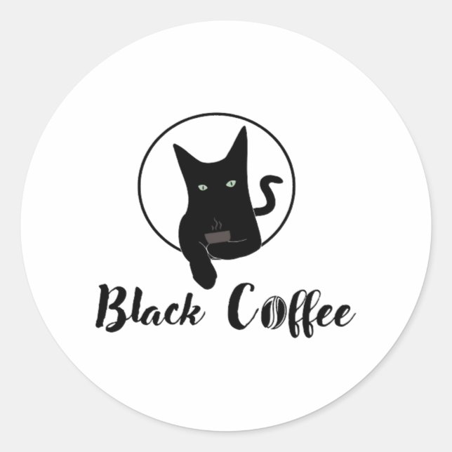 Adesivo Gato preto - café preto (Frente)