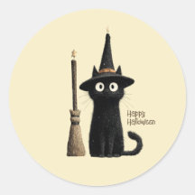 Gato Preto Caprichoso Feliz Halloween