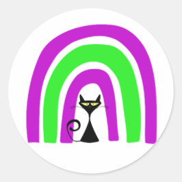 Adesivo Gato Preto Com Arco-íris Colorido de Halloween