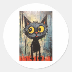 Adesivo Gato Preto Com Olhos Amarelos