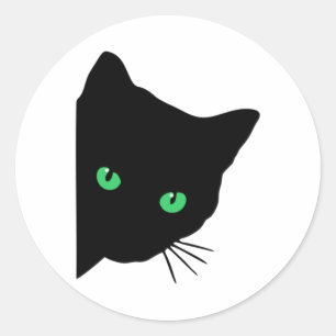 Adesivo gato preto com olhos verdes