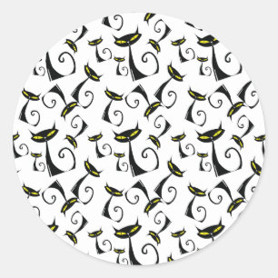 Adesivo Gato Preto com Padrão de Halloween Amarelo