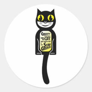 Adesivo Gato Preto Curioso Amarelo