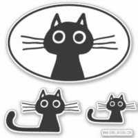 Gato Preto Curioso | Vinhetas para gatos engraçado