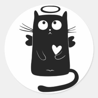 Adesivo Gato Preto de Anjo Cinto Personalizado
