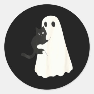Adesivo Gato Preto de Halloween e Gatos Fantasmas Retrô