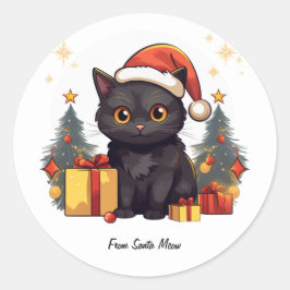 Adesivo Gato Preto de Natal Bonito