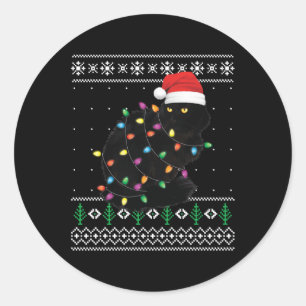Adesivo Gato Preto de Natal Feio Doce Engraçado Papais noe