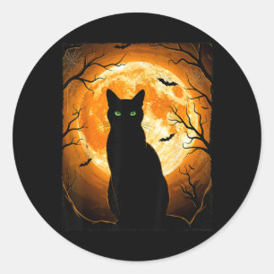 Adesivo Gato Preto Dia das Bruxas Lua Assustadora Amantes 