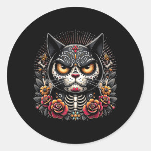 Adesivo Gato Preto Dia De Los Muertos Gato Preto Mal-Humor