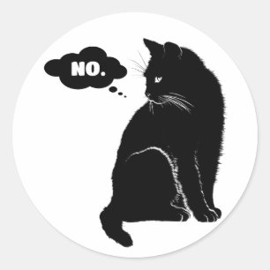 Adesivo Gato Preto Diz Não - Presente Divertido para Amant