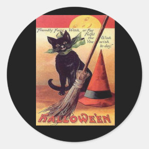Adesivo Gato preto do Dia das Bruxas do vintage