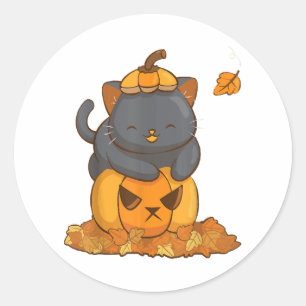 Adesivo Gato Preto do Halloween na Pumpkin com o outono