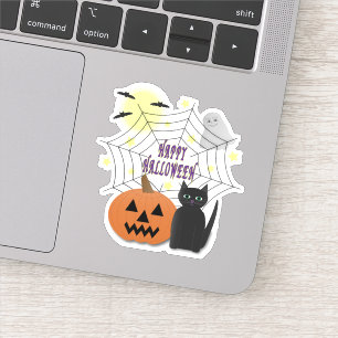Adesivo Gato Preto e Abóbora Não Assustam Halloween