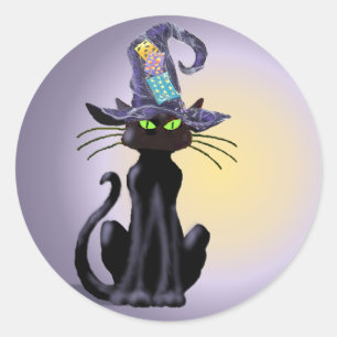 Adesivo GATO PRETO e chapéu por SHARON SHARPE