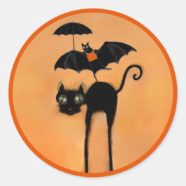 Adesivo Gato Preto e Morcego Engraçados de Halloween